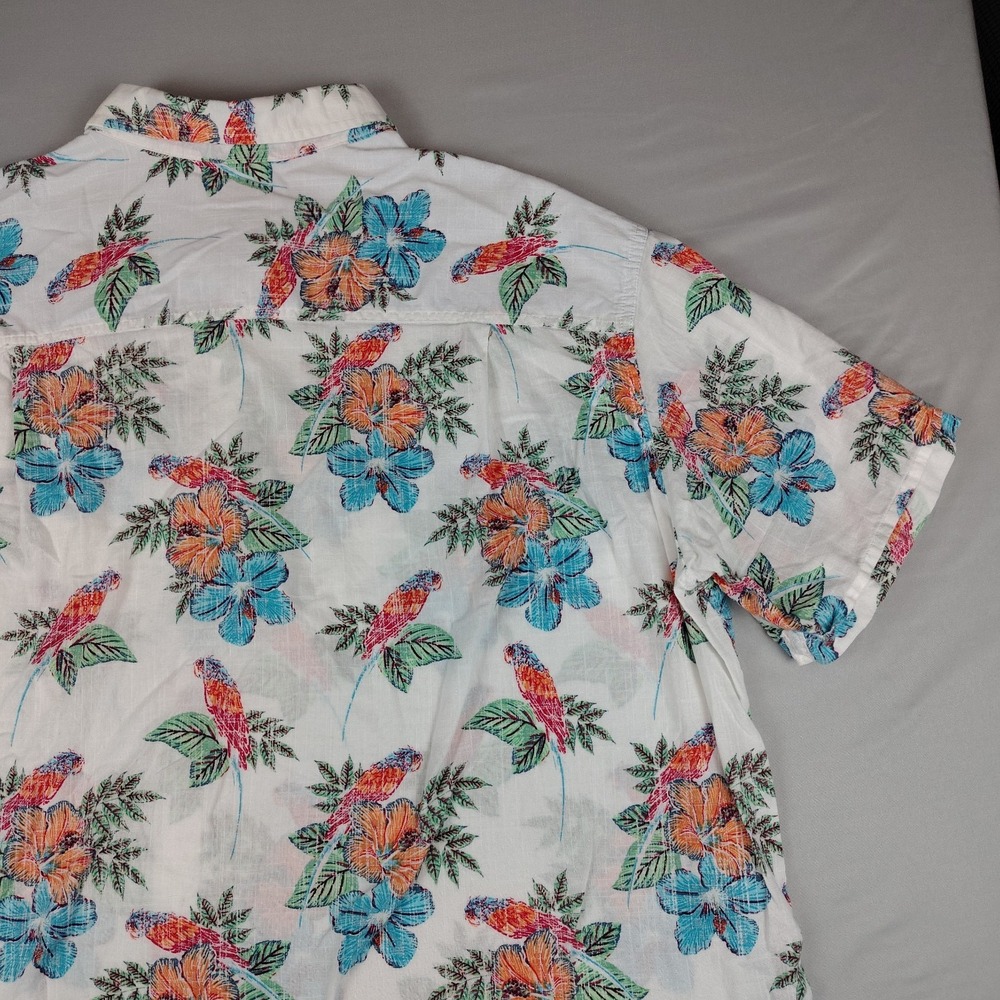 IZOD Saltwater Mens 2XL Reverse Print Parrot Tropical Linen Look Cotton Shirt - Picture 15 of 16